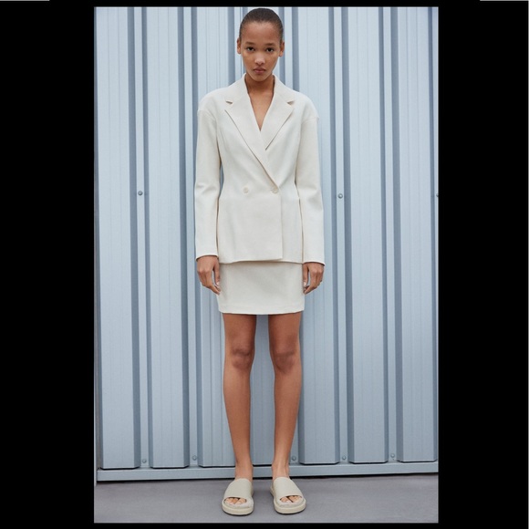 ZARA LOW HEEL LEATHER SANDALS WITH FLEECE CREAM - Picture 2 of 8